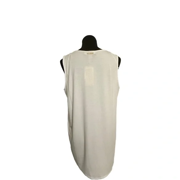 NWT MICHAEL KORS Womens Size L White Flowy Layered Side Slits Chic Casual Blouse - Picture 3 of 11